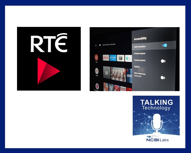 RTE Player logo and TV menu showing Audio Description enabled