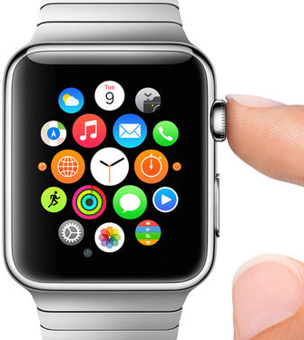 Apple Watch displaying mix of app icons