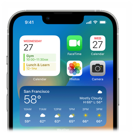 Calendar and Weather Widgets on iPhone home screen
