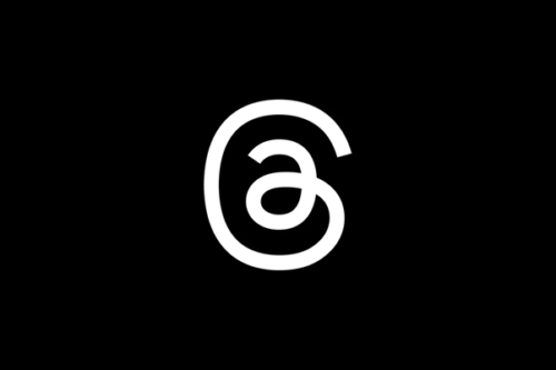 Threads app logo resembling a white @ symbol on a black background