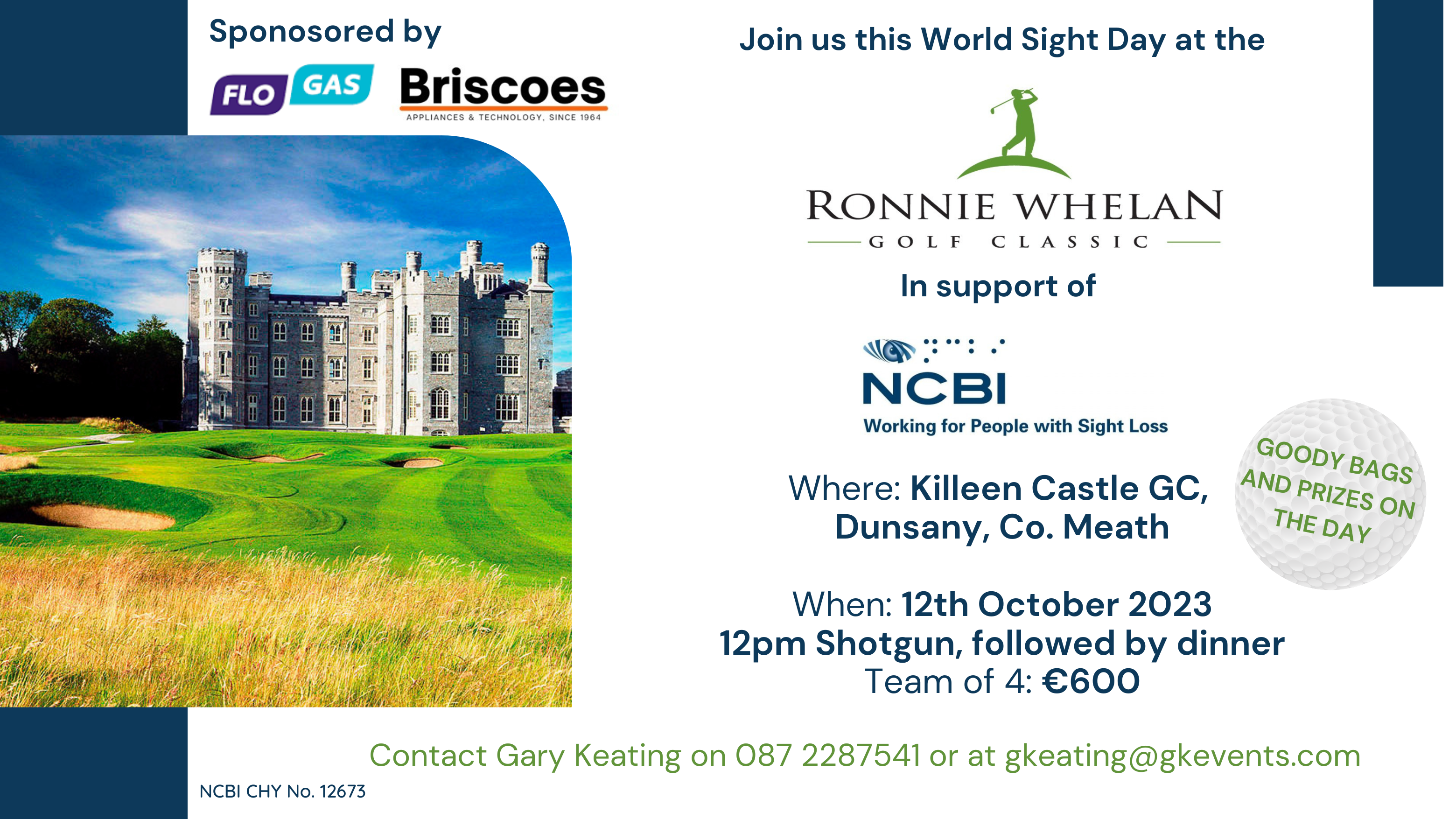 The left of this poster for the event shows a picture of the grounds of Kileen Castle. To the right is a white space with text which explains the details of the event. The details are available in the event description.